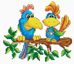 Broderikit Tavla Papegojor