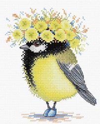 Broderikit tavla Färgglad fågel