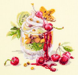 Broderikit tavla Cherry dessert