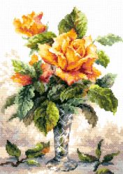 Broderikit Tavla Gula rosor i en glasvas