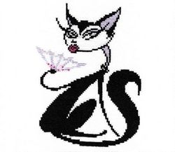 Broderikit Tavla Glamorous Murka Katt med pappersfläkt