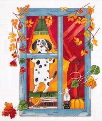 Broderikit Tavla Roliga djur Hund Botaniker