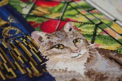 Broderikit Tavla Katt vid fönster