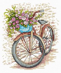 Broderikit tavla Blommande cykel