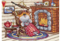 Broderikit tavla Mysig kväll