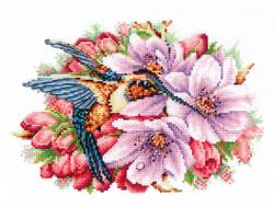 Broderikit Tavla Kolibri och blommor