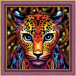 Diamond painting Färgrik leopard