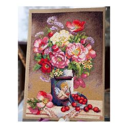 Broderikit Tavla Körsbär och blommor