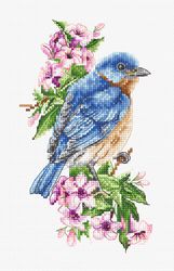 Broderikit Tavla Blue bird on the branch