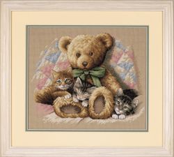 Broderikit Tavla Nalle och kattungar