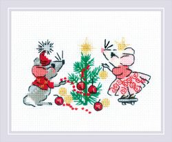 Broderikit Tavla Möss och Julgran