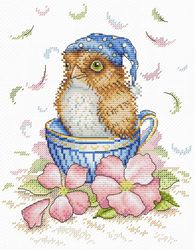 Broderikit Tavla Nyvaknad fågel
