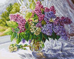 Broderikit Tavla Lilac Bouquet Bukett Syren