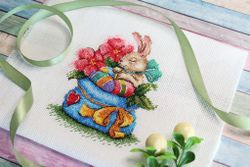 Broderikit Tavla Kanin och blommor
