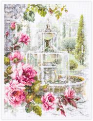 Broderikit Tavla Fontän och Rosor