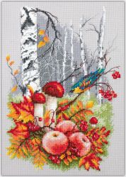Broderikit Tavla Höst Skörd Svamp Äpple