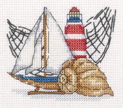 Broderikit Tavla Liten Fyr Havsmotiv