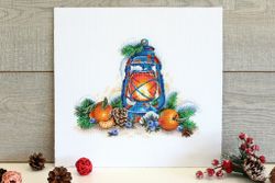 Broderikit Tavla Lykta och frukter