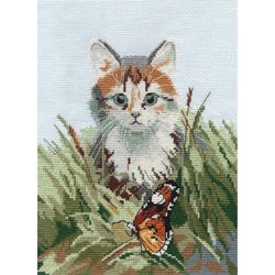 Broderikit Tavla Katt och Fjäril