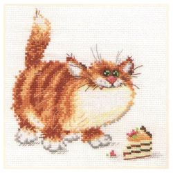 Broderikit Tavla Katt och en tårtbit