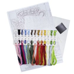 Broderikit Plastic Canvas Magneter Tekoppar - Tefantasi