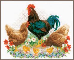 Broderikit Tavla Tup och kycklingar