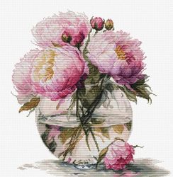 Broderikit Tavla Bouquet of Peonies Pioner i vas