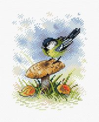 Broderikit Tavla Fågel och svamp