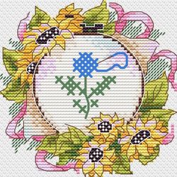 Broderikit Tavla Sybåge och solrosor