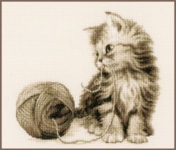 Broderikit Tavla Kattunge med nystan