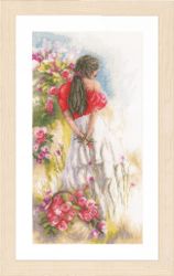 Broderikit Tavla Romance Flicka bland blommor