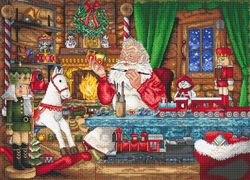 Broderikit Tavla Getting ready for the Christmas Jultomtens verkstad