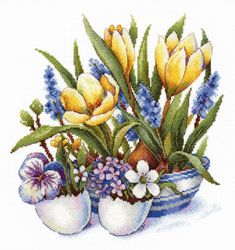 Broderikit Tavla Första Vårblommor