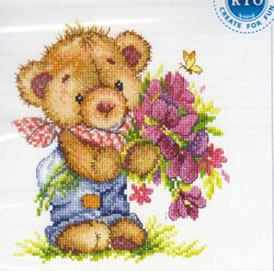 Broderikit Nalle med bukett