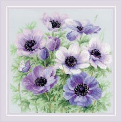 Broderikit Tavla Lila Anemoner