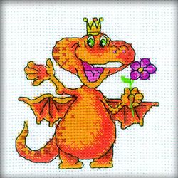 Broderikit Tavla Drake med Blomma Levererar Glädje