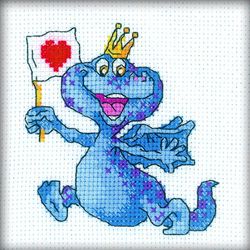 Broderikit Tavla Drake med en Flagga Levererar Kärlek