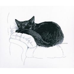 Broderikit Tavla Svart Katt på fåtöljen