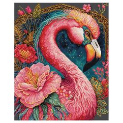 Broderikit Tavla Fantastisk flamingo