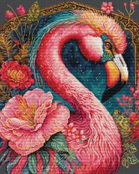 Broderikit Tavla Fantastisk flamingo