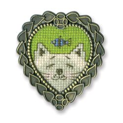 Broderikit Miniatur broderi med ram Katt