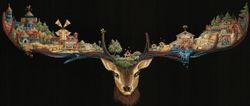 Broderikit Tavla Deer Land Hjort med en stad på horn