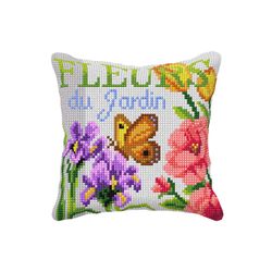 Broderikit Kudde Fjäril och blommor
