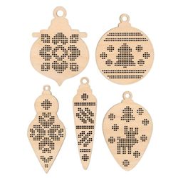 Broderikit korsstygn på träbas Juldekoration Julkulor