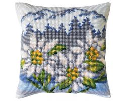 Broderikit Kudde Edelweiss Blomma