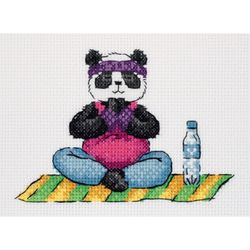 Broderikit Tavla Panda mediterar