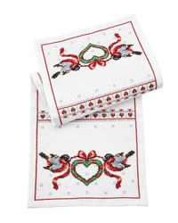 Broderikit Domherrar med hjärta - löpare