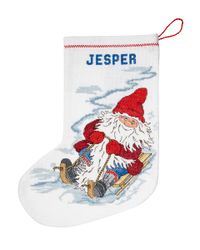 Broderikit Julstrumpa Tomte på kälkfärd