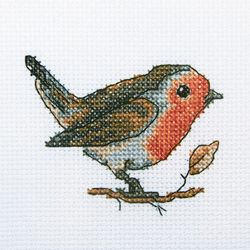 Broderikit Tavla Små fåglar - Rödhake