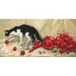 Broderikit Tavla Katt och Julkulor